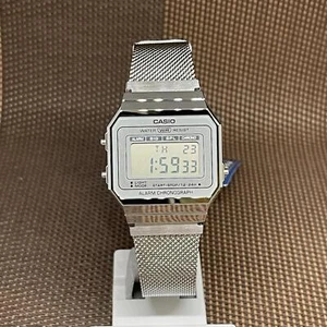 Casio A700WM-7A Super Slim Case Stainless Steel Mesh Band Digital Vintage Watch - Picture 1 of 9