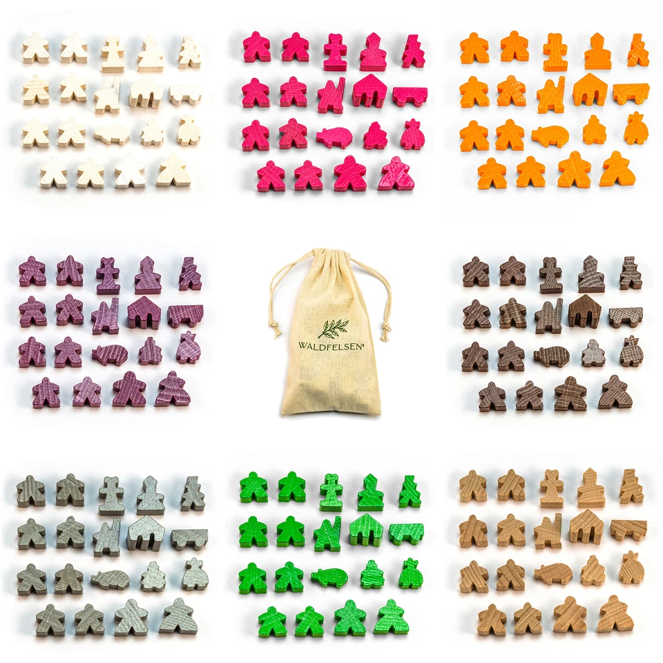 19 Carcassonne Meeple Holzfiguren Spielfiguren Figuren aus Holz Komplett-Set - Bild 1 von 1