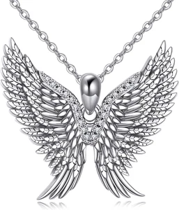 Angel Wing Necklace 925 Sterling Silver Pendant Jewelry Gifts for Women Mom Wife - Picture 1 of 6