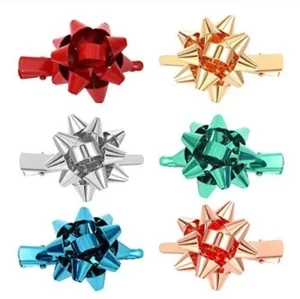 6PCS Christmas Metal Bow Hair Clips for Women Girls Xmas Christmas Gift with Bag - Picture 1 of 10