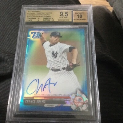 2017 Bowman Chrome Prospect Autos 70 Blue Ref. - Adams BGS 9.5 AUTO 10 With 2x10 - Image 1 of 4