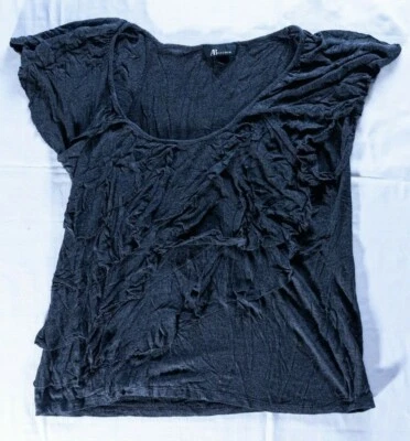 AB Studio Mujer Talla L Camiseta Negra Blusa Manga Grande Gorra Mujer Foto 1 de 4