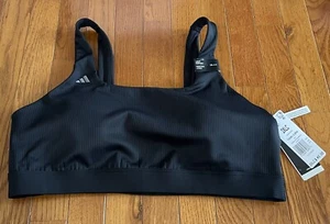 Adidas Women's Training Ribbed Light Support  Bra 2XL C Black ~NEW~ - Picture 1 of 4