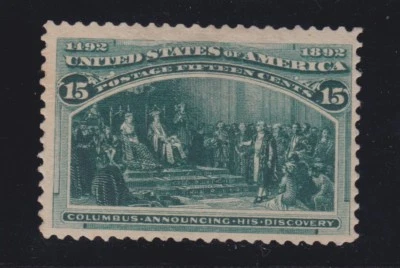 US 238 15c Columbian Exposition Mint F-VF OG H SCV $200 - Image 1 of 2