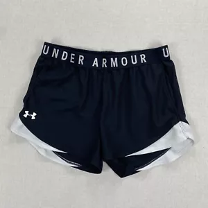 Under Armour Heatgear Shorts Womens Size Medium Loose Black White Pockets Gym - Picture 1 of 12