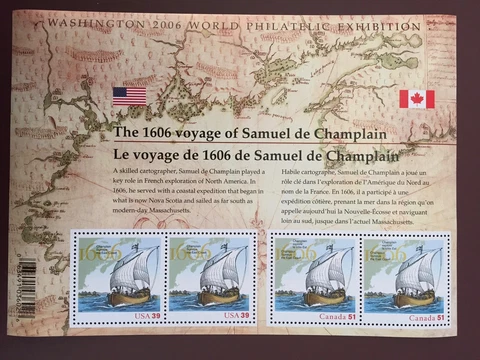 Canada Souvenir Sheet - 2006 51-cent CHAMPLAIN SURVEYS THE EAST COAST Sheet of 4 Cover