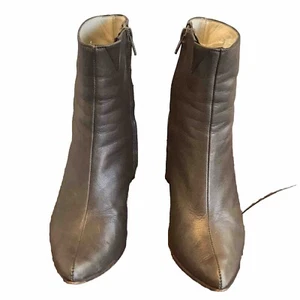 John Fluevog Damengröße 6,5 M "Kopi Tiam" grau Leder umgekehrter Absatz Stiefeletten - Bild 1 von 15
