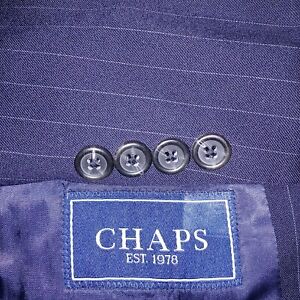 CHAPS Blazer Mens 42S Blue Suit Jacket Sport Coat Pinstripe Interview Classy