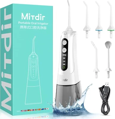 MiTdir Water Dental Flosser Oral Irrigator 5 Jet Tips 4 Modes IPX7 Waterproof 30