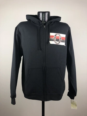 Men's Retro Sport NHL Ottawa Senators Black Full Zip Cotton Hoodie NWT XL Cover
