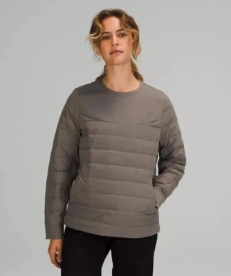 Usado en Excelente Condición Lululemon Plumón y Alrededor Cuello Redondo Acolchado Pullover Top Sudadera Talla 8 Foto 1 de 4