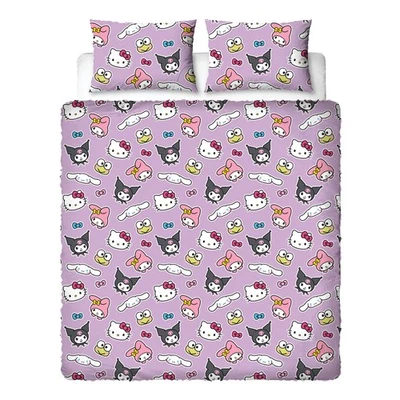 Hello Kitty Fleece Double Duvet Reversible Kids Bedding Set Purple Quilt Cover - Immagine 1 di 4