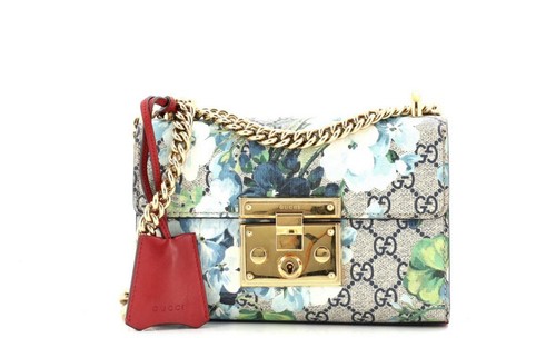 Gucci borsa a tracolla con lucchetto stampa fiori GG rivestita in tela piccola