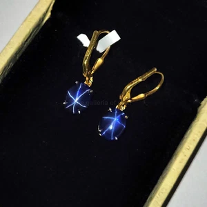 Lab created Lovely star sapphire silver lock earring gift for her - Picture 1 of 6