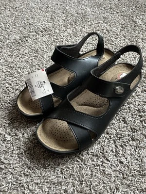 Flexus By Spring Step Sandals Womens 38 Casual Open Toe Slingback Black Leather - Image 1 of 4