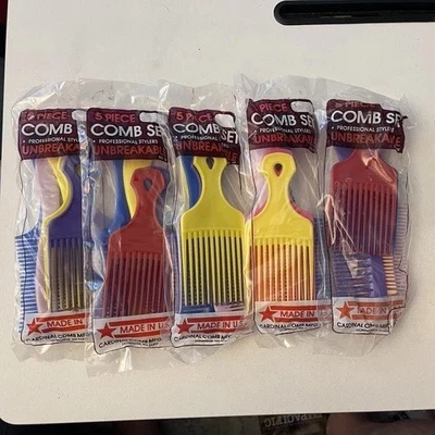 Lote De Colección De 5 Juegos Cardinal Hair Styler & Pik Años 90 Pro Plástico EE. UU. -25 Peines Total Foto 1 de 4