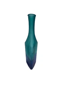 Dansk triangle Spain 3 Sided Colored Bottle Blue Green 13” Vase decorative - Picture 1 of 6