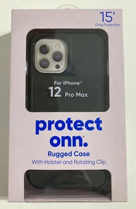 iPhone 12 Pro Max Phone Case Rugged With Holster And Rotating Clip Protect Onn - Picture 1 of 10