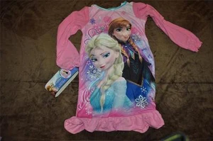 Disney Frozen Elsa Anna Girls Knightgown Pajamas Long Sleeve Pink NWT - Picture 1 of 2