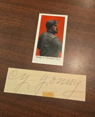 Cy Young Autographed Cut Index Card JSA LOA - Image 1 of 4