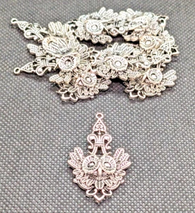 Lot of Nine Ornate Owl Odd Silver Charms Pendants Earrings Jewelry Arts Crafts - Picture 1 of 12