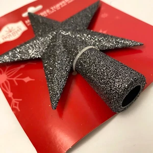 Mini Weihnachtsbaum Stern Topper Glitzer Gunmetal grau/schwarz Kunststoff Holiday Time - Bild 1 von 2