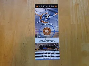 Boleto de la noche de apertura de los Washington Wizards MCI 2 de diciembre de 1997 contra Supersonics x 2 - Imagen 1 de 3