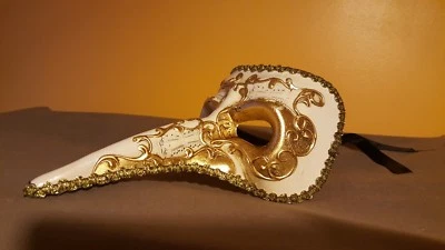 GOLD & WHITE  Musical Phantom Of Opera VENETIAN Masquerade Mask * Made in Italy - Image 1 of 4