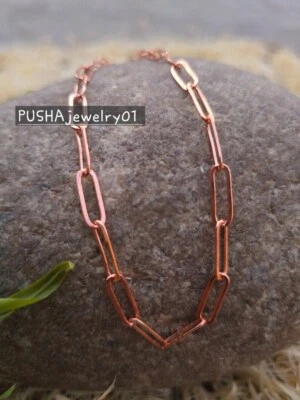 Collar de cadena clip de cobre envejecido 100 % pesado hecho a mano cadena de cobre puro Foto 1 de 4