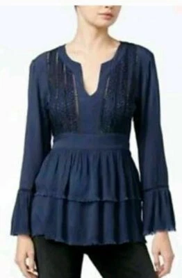 Blusa viscosa William Rast "Fiona" azul marino con cuentas para mujer talla mediana # C Foto 1 de 4