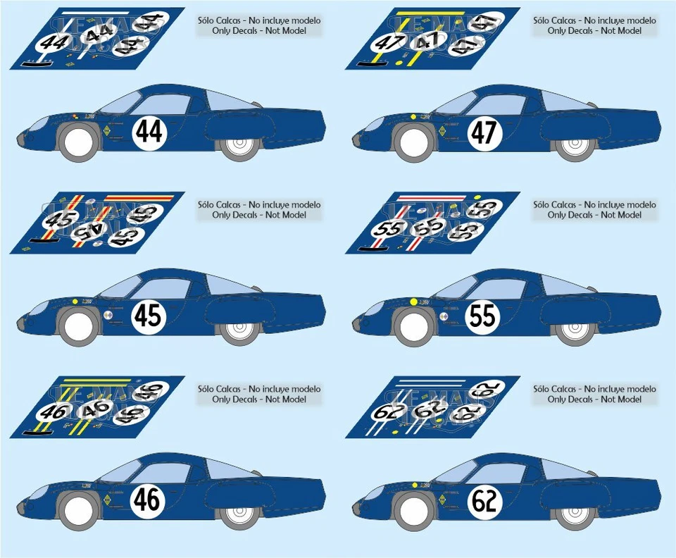 AUTOCOLLANTS LE MANS Autocollants Alpine A210 Le Mans 1966 1:32 1:24 1:43 1:18 64 87 emplacements ...