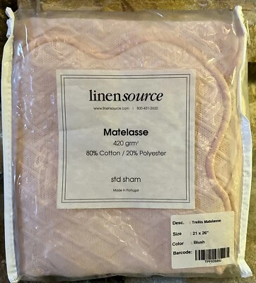 Funda de almohada matelasse Linen Source, estampado texturizado, rosa rubor estándar, nueva Foto 1 de 4