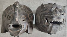 Deux Sculptures anciennes en bois à identifier, animaux, masques, art tribal
