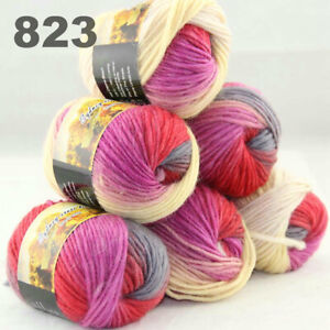 Sale Lot 6 Ballsx 50gr New Knitting Yarn Chunky Colorful Hand Wool Wrap Scarves