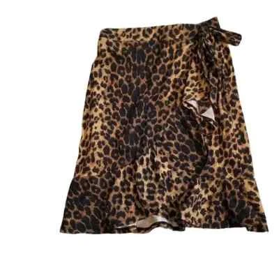 Asos Gr. 4 Rock Rüschen Animalprint Bindeschleife Stretch Gummibund - Bild 1 von 4