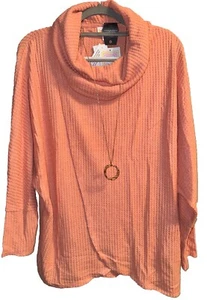 Maglione Kristen nuovo con etichette Lularoe piccolo tinta unita pesca collo cappuccio spazzolato waffle maglia - Foto 1 di 7