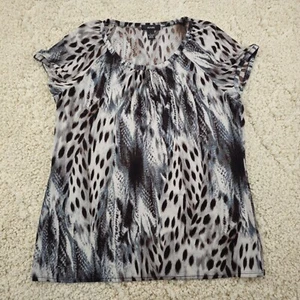 Alfani Womens T-Shirt Top Blouse Short Sleeve Size Large Leopard Print - Picture 1 of 7