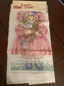 NEW Vintage Cut And Sew Craft Fabric Panel To Make A Pink Girl Doll Pillow * - Picture 1 of 4