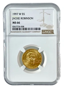 1997-W $5 Jackie Robinson NGC MS66 - $5 Modern Gold Commemoratives - Picture 1 of 6