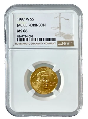 1997-W $5 Jackie Robinson NGC MS66 - $5 Modern Gold Commemoratives - Image 1 of 4