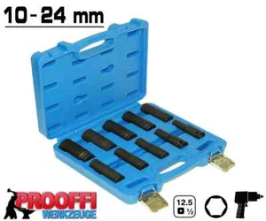10 tlg. Kraft Schlagschrauber Stecknuss Steckschlüssel Lang 10mm - 24mm BGS 5206 - Bild 1 von 5