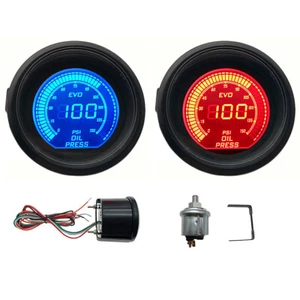 2" 52mm Blue/Red Oil Press Pressure Car Digital LED Meter Gauge Tint Lens New - Picture 1 of 6