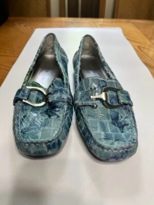 ANN KLEIN IFLEX FLAT LEATHER SLIP ON BLUE AND GREEN- WOMENS SIZE 5 1/2 M NEW - Изображение 1 из 4