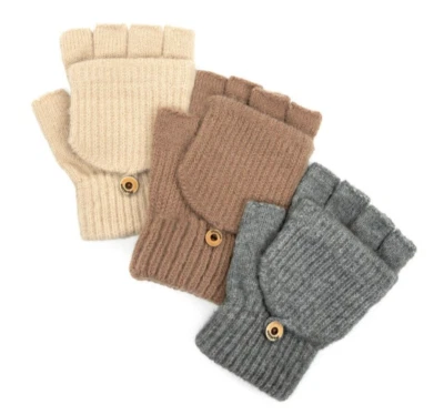 Warme Handschuh Halbfinger mit Klappe -für kleine Damenhände/Teenagerhände - Bild 1 von 4