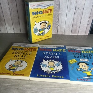 3 x Big Nate Books In A Box ~  By Lincoln Peirce Boredom Buster Strikes Again .. - Imagen 1 de 11