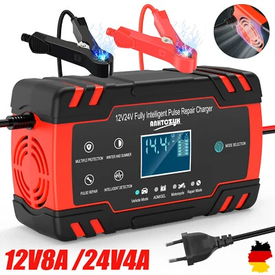 Auto KFZ Intelligentes Batterieladegerät 12V/24V Batterie Ladegerät PKW Akku AGM - Bild 1 von 4