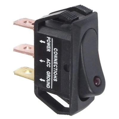 12V 25A ON-OFF Rocker Switch with Red LED Car Boat Dash Light Push Fit SW41 - Image 1 of 2