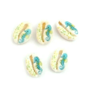10 dijes con estampado de caballito de mar Cowrie Cowry dinero concha gotas arte artesanía suministros - Imagen 1 de 3