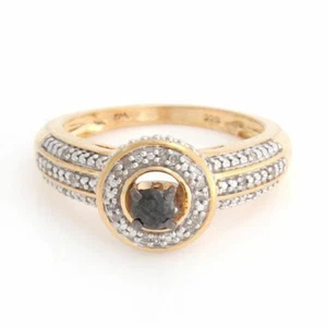 0.46 Ct Black Diamond 18K Yellow Gold Plated Solitaire Ring Free & Fast Shipping - Picture 1 of 2