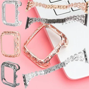 Brillante correa de banda de diamante + estuche protector para Apple Watch Series 7 6 5 4 3 2 1 - Imagen 1 de 15